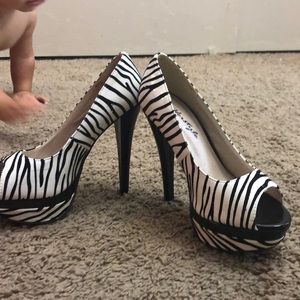 Zebra print heels